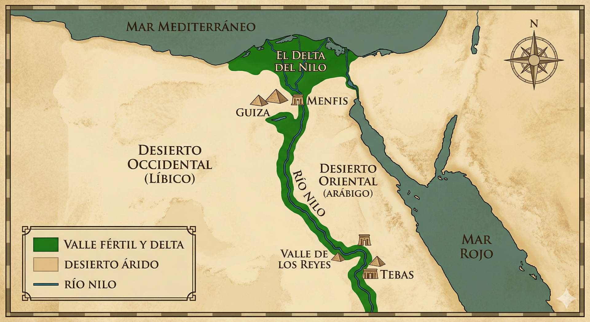 Valle del Nilo y el desierto a su alrededor